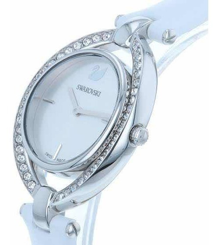 Relógio Stella, Pulseira De Couro, Branco, Revestido A Ródio