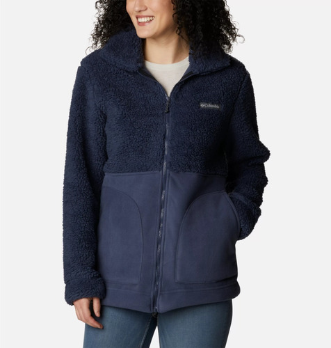 Exclusiva Chaqueta Columbia Polar Y Sherpa Modelo Winter Pass Original Super Térmico Color Azul Nocturno Medidas En La Descripción