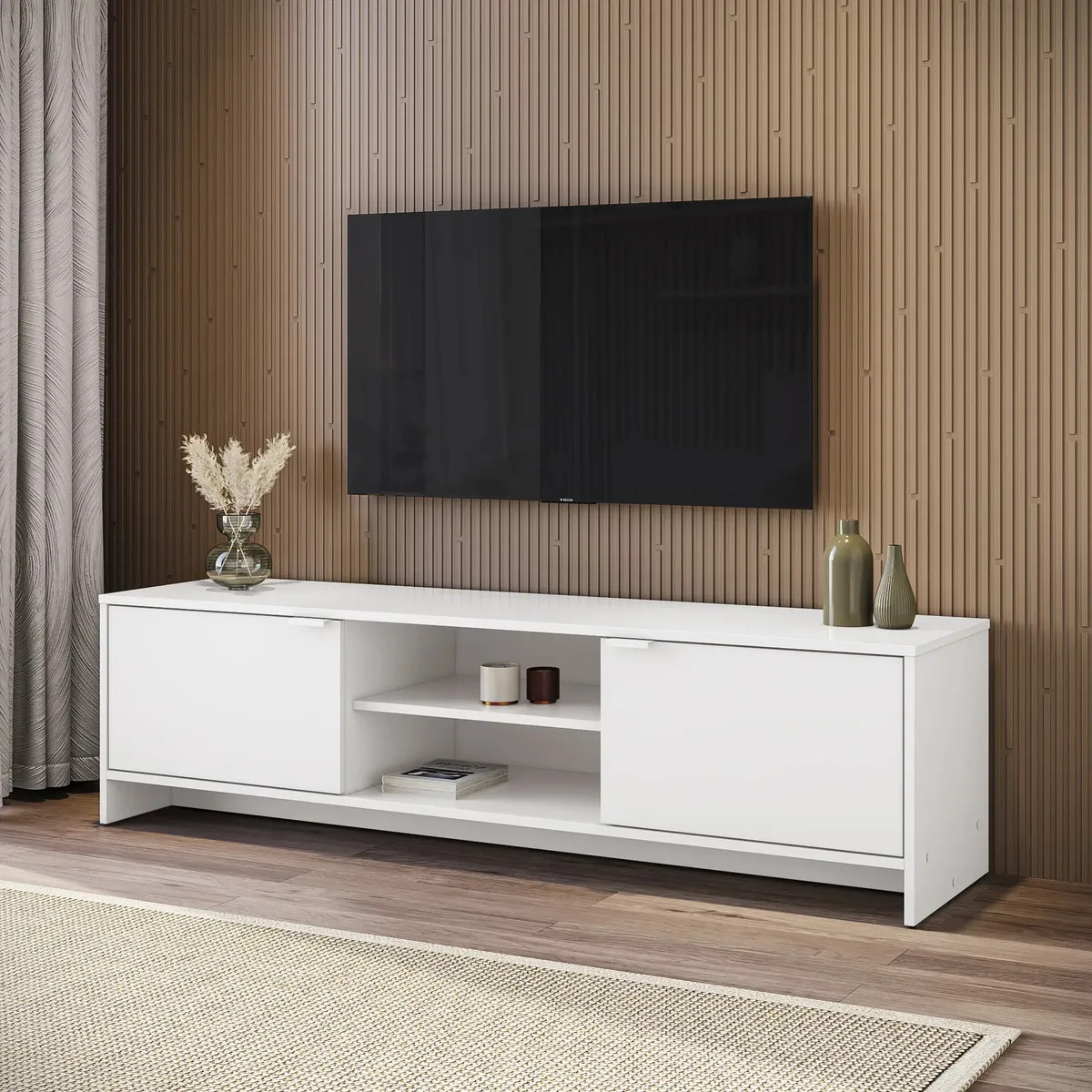 Rack Tv 65 150cm 2 Puertas Kappesberg Blanco