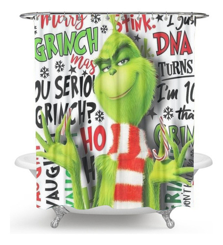 Cortina De Ducha Grinch De Navidad Personalizada Resistente