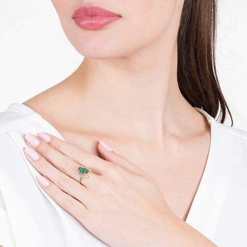 Anel Skinny Ring Rommanel Cristal Baguete E Zircônias 512582