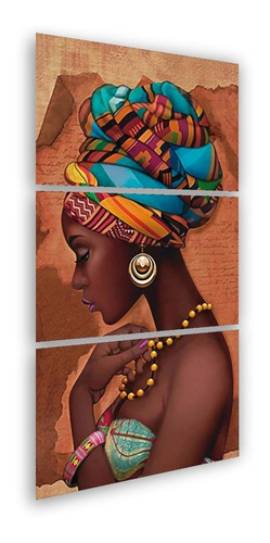 Quadro Decorativo Mulher Africana Negra Quarto Sala 100x45cm
