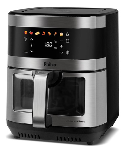 Air Fryer Philco 9L Visor Glass Painel Digital PAF90C 220V