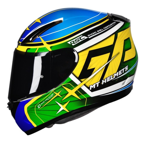 Capacete Mt Revenge Gp Brasil Verde Amarelo Azul Frete Full