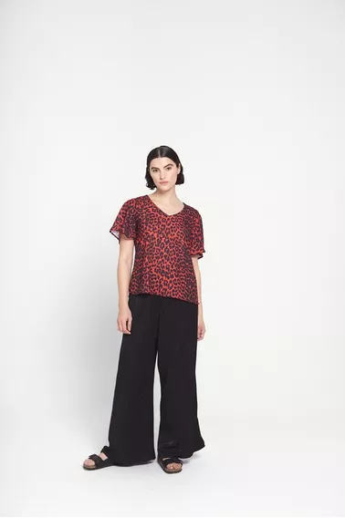 Blusa Murcia Rojo Animal Print Mujer Etam