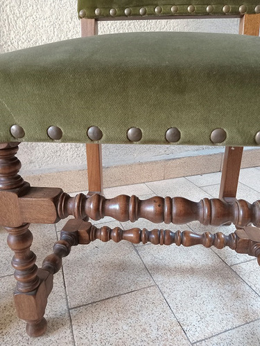Silla De Estilo - Tapizado En Pana - Excelente Estado Madera Verde Musgo (Usado)
