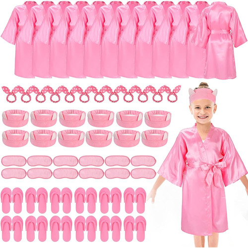 60 Piezas Spa Party Supplies Para Niñas Satin Kimono Bata Za