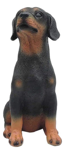 Estatua De Jardín De Perro Rottweiler Sentado Realista, Ador