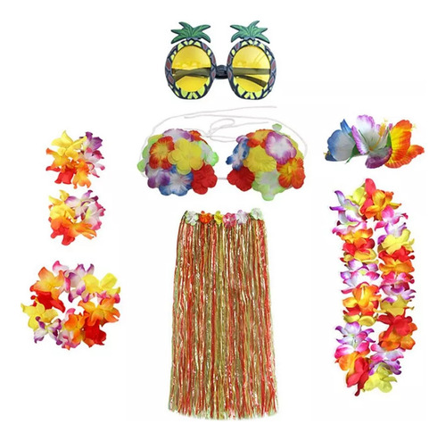 Set De Falda Hawaiana De Hula Para Fiesta De Disfraces.