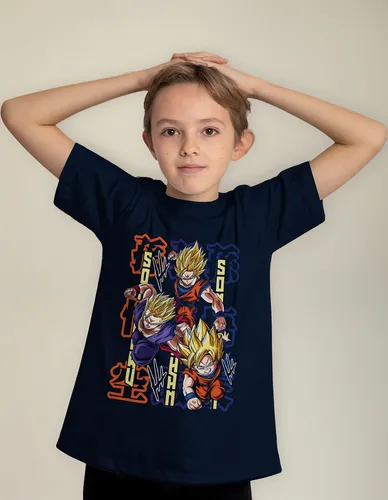Polera Niño Estampada Dtf Dragon Ball 1047 Goku Gohan Goten