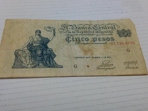 Billete De 5 Pesos Moneda Nacional  (481)