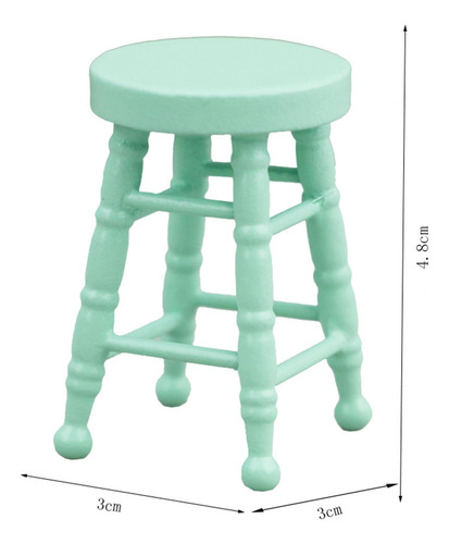 2 Silla De Bar A Escala 1/12, Modelo De Taburete En Verde