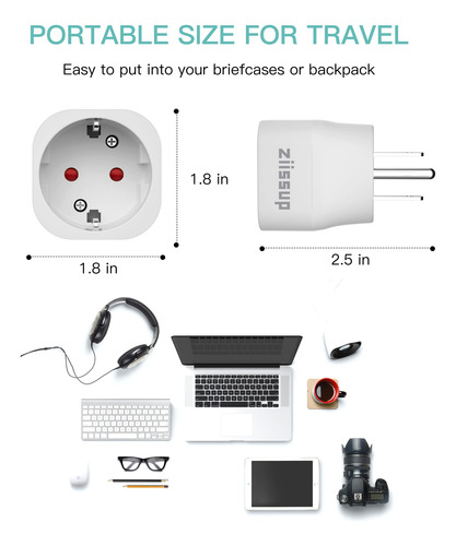 Adaptador De Enchufe Ziissup De Europa A Ee. Uu., Tipo C/e/f