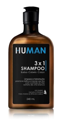 Shampoo 3x1 - Barba Corpo E Cabelo - Human 240ml