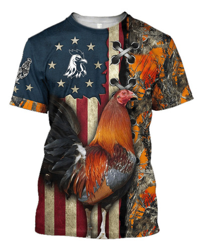 Camiseta Con Estampado 3d De Animales De Cría De Gallos