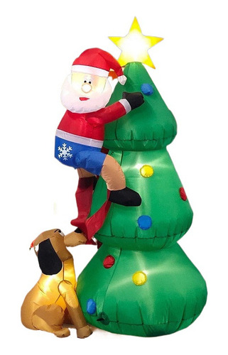 Para Árbol De Navidad Inflable 1,8 M Con Papá Noel Y Perro