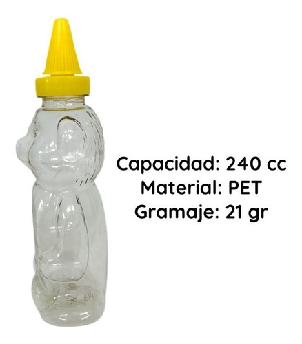 Imagen 5 de 10 de Envases Para Miel ( Osito) Tapa Presion Dosific. X 150 Unid.