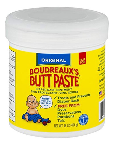 Boudreaux's Butt Paste Diaper Rash Ungüento, Original, 16 Oz