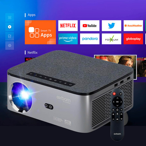 Projetor Android 5g 4k Com Espelhamento Sem Fio Cinza