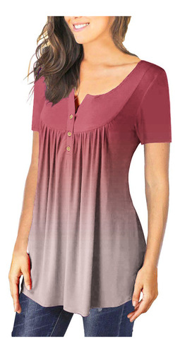 Blusa De Mujer R Hy5r Con Cuello En V Y Botones Tipo Túnica