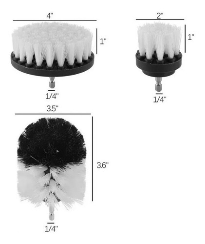 Imagen 3 de 10 de Kit 3 Cepillos Forma De Pad Limpieza Tapizados Para Taladro
