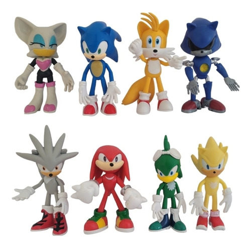Set De 8 Figuras De Colección Personajes Sonic 12 A 14 Cm 