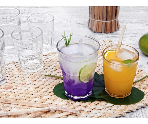 Imagem 3 de 4 de Jogo De Copos Vidro 300 Ml Conjunto 6 Peças Agua Suco Soda *