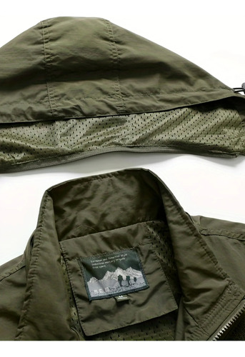 Chaqueta Cortavientos Con Capucha Y MĂșltiples Bolsillos Para