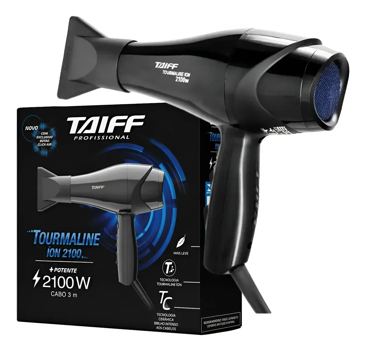Secador de cabelos Taiff New Tourmaline Ion 2100W Pro cor preto