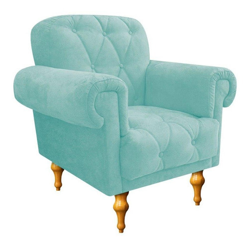 Kit 02 sillones y 1 puff Dani Suede Blue Tiffany Adj Decor Color Azul