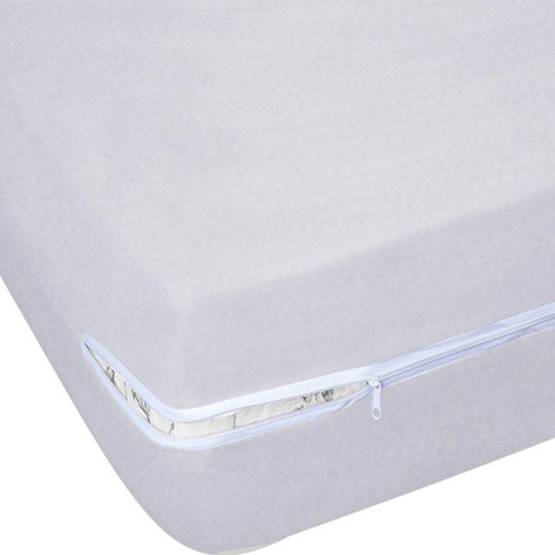 Capa De Colchao Queen Size Ziper Em Malha Branco Flobelle