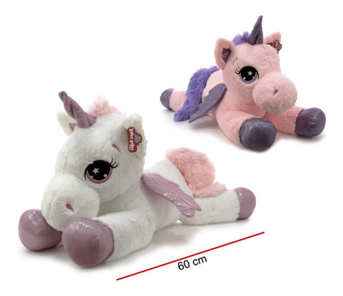 Imagen 5 de 6 de Unicornio Echado Con Alas Peluche 60cm Phi Phi Toys La Plata