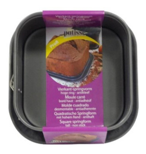 Molde Desmontable Cuadrado 24 Cm Patisse Color Negro