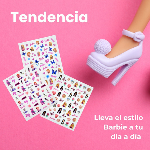 Stickers/pegatinas Para Uñas De Barbie 3 Plantillas +200pz