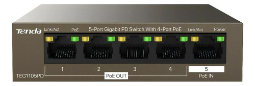 Switch Tenda Teg1105pd Gigabit De 5 Puertos Poe Wan Lan