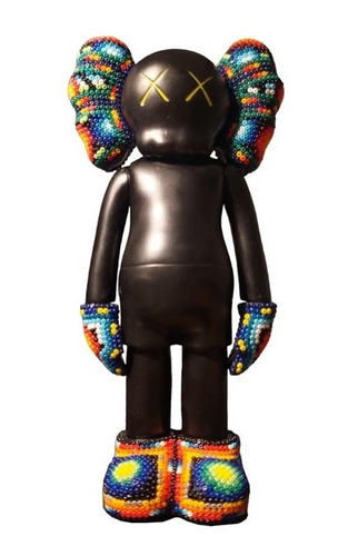 Kaws Toy Companion 20 Cms Negro Con Arte Huichol