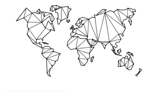 Vinilo Pared Decoración Mapa Mundo Geométrico 103 X 59 Cm