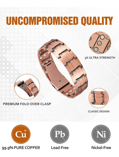 Pulsera De Cobre Puro Para Hombres, Pulseras Magnéticas