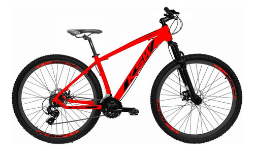 Bicicleta Ksw Xlt 300 27v con freno hidráulico, color rojo Ferrari con marco negro, talla 17