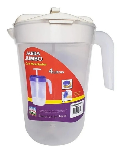 Jarra Plástica Jumbo De 4 Litros Con Mezclador Alfa Hogar