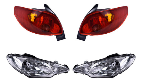 Set Calaveras + Faros Depo Peugeot 206 2003-2009