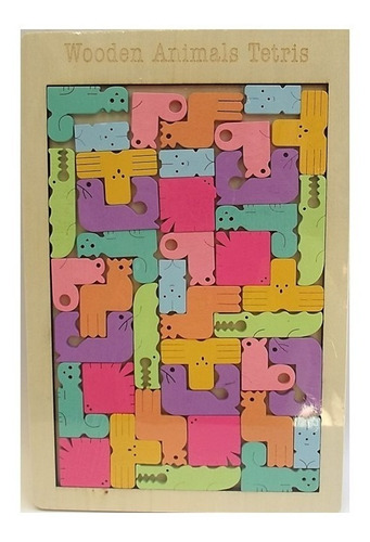 Imagen 1 de 5 de Rompecabezas Animales Juego Madera Tetris Adultos Y Niños 