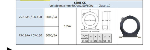 Transformadores De Corriente Serie Ck 3000/5amp 15va