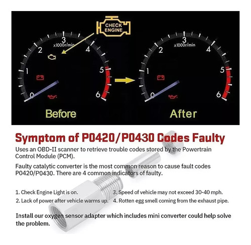 Mini Catalizador P/apagar El Código Check Engine P0420 P0430