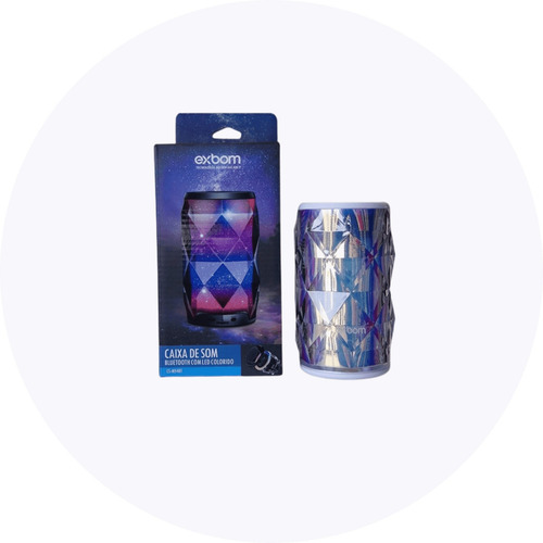 Imagem 5 de 6 de Caixa De Som Exbom Cristal Galaxia Bluetooth Led Rgb