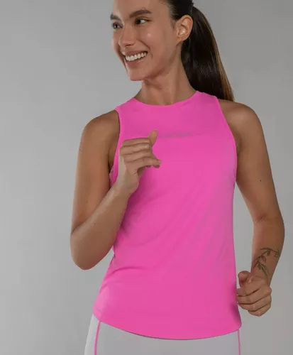 Regata Skin Fit Tule Costas Rosa Alto Giro Academia