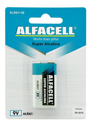 Alfacell pilha bateria super alcalina 9v