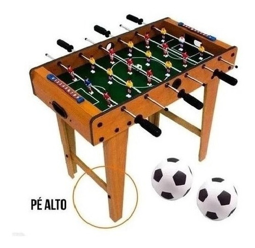 Mini Mesa Pebolim Totó Pé Alto 60cm 18 Jogadores Mdf Futebol Cor da mesa de pebolim Marrom