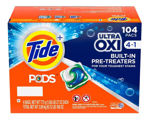 Detergente Tide Ultra Oxi 104 Pods Importado