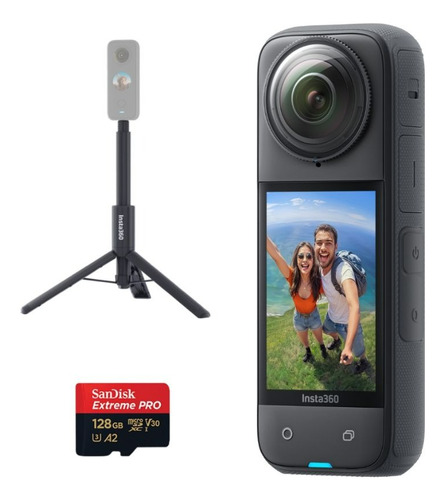 Insta360 X4 + Selfie Stick Tripode 105cm + Memoria 128gb